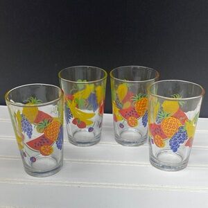 Firna Indonesia Juice Glasses with Fruit Pattern Set of Four